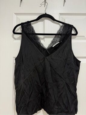 Scotch and Soda Black Satin Lace Cami Tank Top Size L